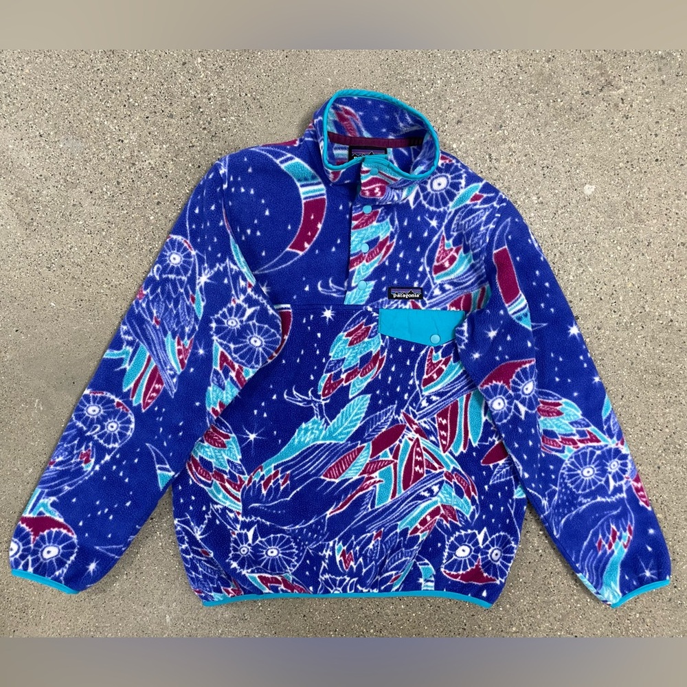 Rare Patagonia Synchilla Owl Harvest Moon pullover fleece adult size Small - Picture 2 of 12